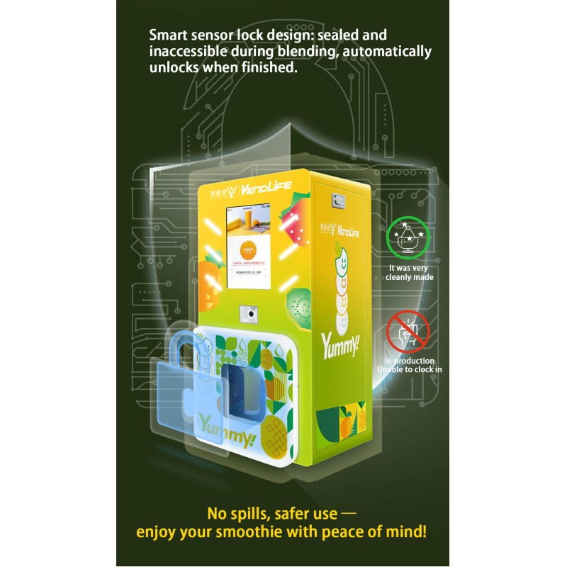 24 Hour Commercial Fresh Fruit Smoothie Vending Machine Kiosk with QR Code Payment Self-Service Operation
