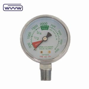 China Factory price 0-4000psi chromed medical use no oil bottom entry 50mm chromed oxygen cylinder pressure gauge wholesale