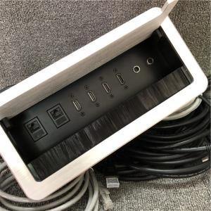 China Integrated 4*HDMI Desktop Cable Cubby Box CAT6 Network Interface 2*3.5mm Audio wholesale