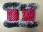 2018 Fashion Smooth Rex Rabbit genuine lamb Leather women fur Fingerless Gloves