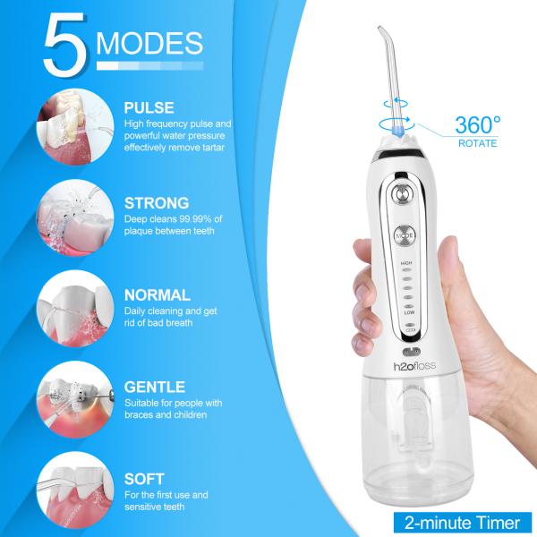 CE UKCA Approved Cordless Water Flosser With 5 Work Modes Water Pick