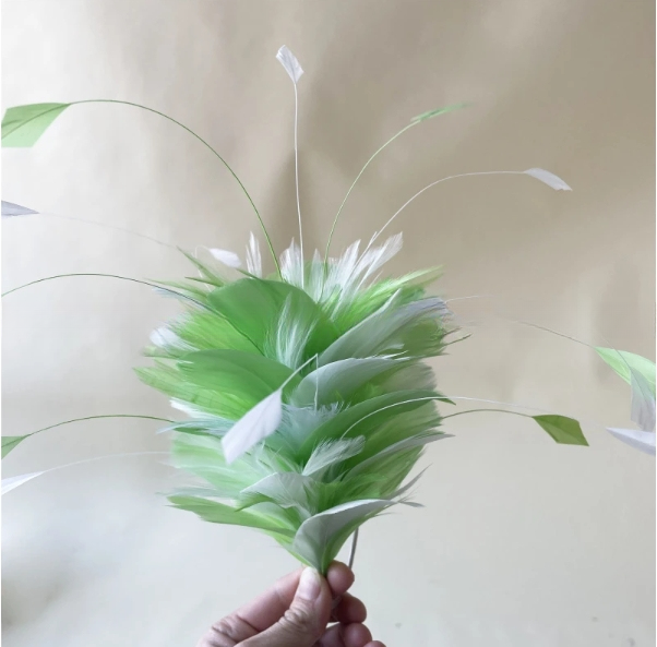 Millinery Supplies Goose Feather Flower Mount with Wire Accessory in 15*15 cm Size