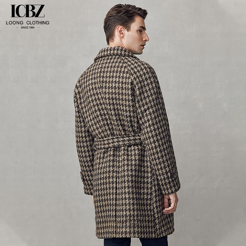 Customized Logo Printing British Style Houndstooth Woolen Coat for Business Casual