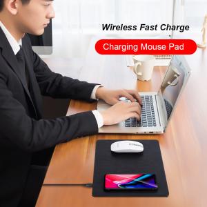 China CN-MP02 PU Leather Mouse Pad Qi Wireless Charging Pad for iPhone X Mouse Pad Wireless Charger wholesale