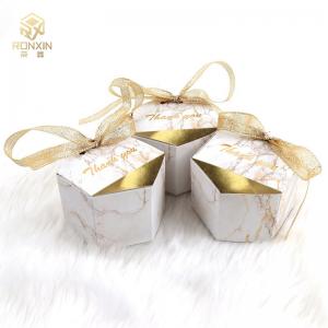 China White Hexagonal Foldable Gift Boxes With Ribbon For Sweet Candy wholesale
