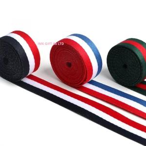 China IMKGIFT Make in custom ribbon , neckstrap , lanyard ,blue/whie/red ribbon , medal ribbon in red white black wholesale