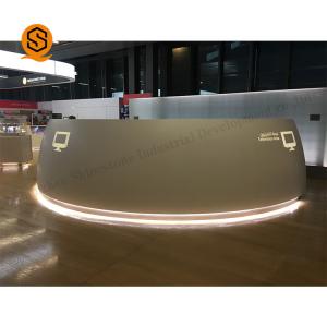 China Acrylic Solid Surface Furniture LED Semi Circle Reception Desk wholesale