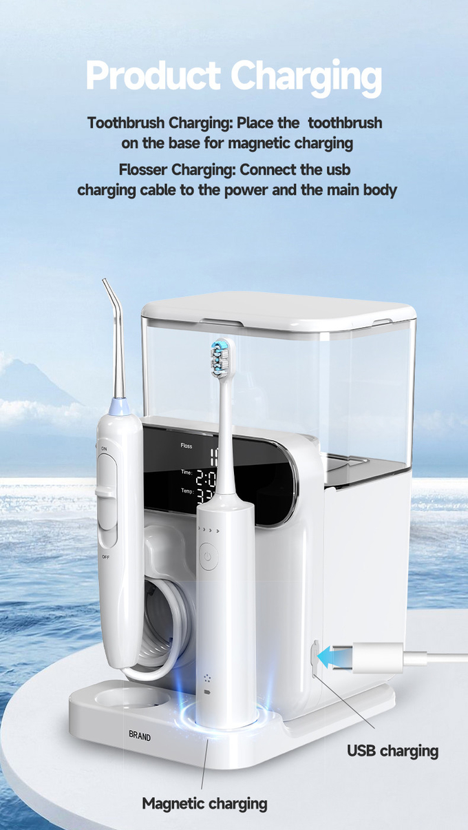 Electric Oral irrigator 1000ml Capacity 2 IN 1 Countertop Water Flosser with Toothbrush Combination
