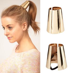 China European and American retro metal cone ponytail hair beautifully polished alloy gilt ring on sale
