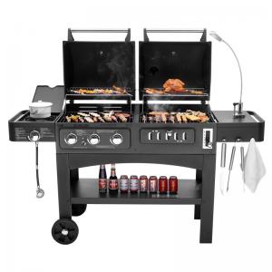 China Flame Safety Commercial Kitchen Equipments Dual Fuel GAS / Charcoal BBQ Outdoor Combo Grills on sale