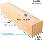 Plastic Wrap Dispenser, Bamboo Wood Cling Food Wrap Dispenser, With Slide Cutter