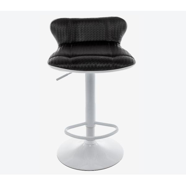 White Color PU Kitchen Bar Stools Adjustable Ergonomic Design Back Support Low Back