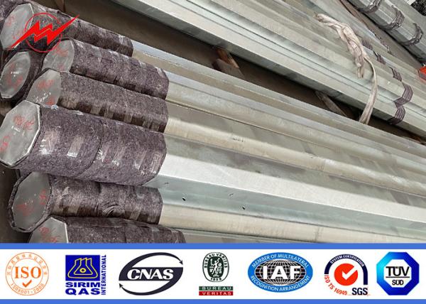 Hot Dip Galvanized Electric Power Poles Slip Joint Or Flange Connected 110 KV