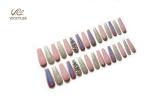Glossy Pink Purple Hologram long coffin acrylic nails With Glitter