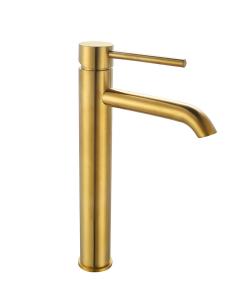China Bathroom Brushed Golden Hot And Cold Water Tap Single Lever Tall Basin Mixer Modern OEM wholesale