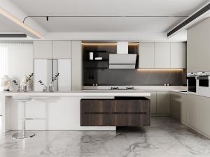 China Matte Lacquer Finish Brown L&amp;U Shape Wooden Furniture Of Kitchen Cupboard wholesale