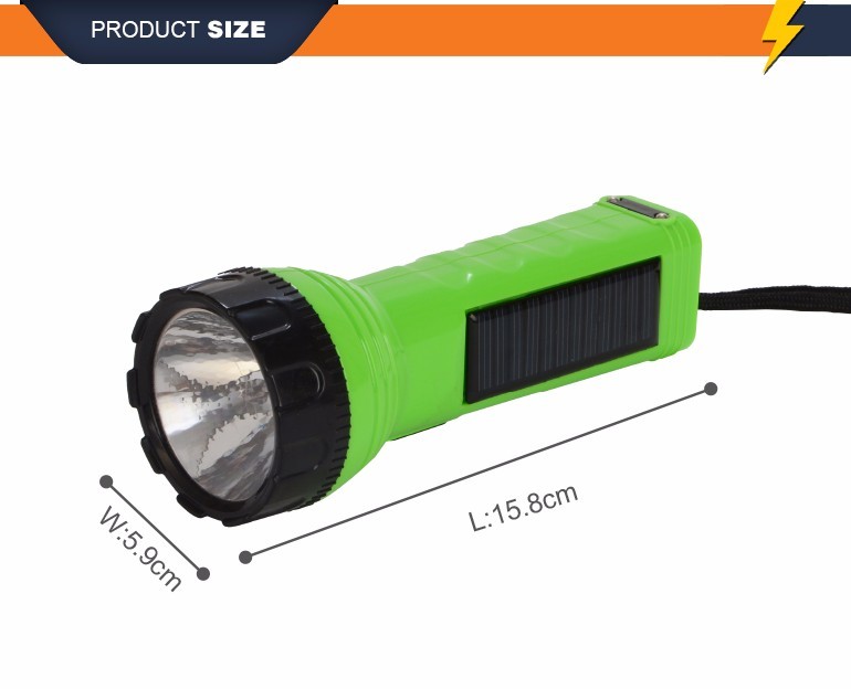 Camping Equipment LED Emergency Flashlight Solar Hunting Torch ABS Lamp Body