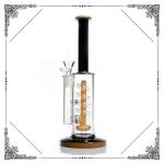 Yellow Coil Showerhead Glass Water Pipe Thick Base Helix Percolator Hookah Bong