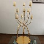 9 Arm Gold Metal Candelabra Luxury Candles Decor Antique Crystal Candle Holders