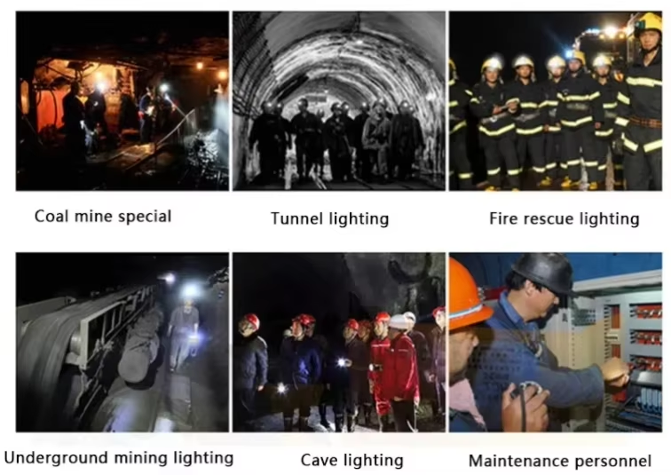 GLT-7C Corded Cap Lamp with 17hrs Working Time Impact Resistant LED Mining Headlamp Featuring One Main Light Two Auxiliary Lights