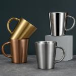 12 Oz Insulated Metal Stainless Steel Tea Cup Double Wall Travel Mug With Handle