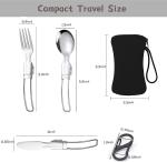 Stainless Steel Folding Knife Spoon Fork, Camping Utensils Set Foldable Travel