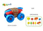 17 " Building Blocks Toys For Toddlers Movable Wagon 32 Pcs Blue Pink Big Wheel