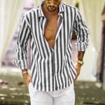 High Quality Slim Striped Shirt Long Sleeve Large Size Color Plus Size Summer