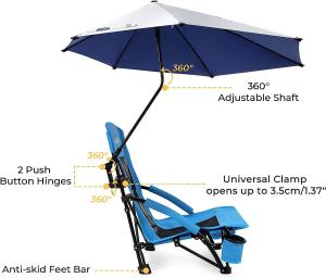 China Camping Folding Chair With Umbrella, Recliner Chairs, Beach Chair Adults Camping Chair High Back with Umbrella wholesale