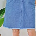 Blue Color Women Denim Dungaree Dress With Frayed Hem OEM Service