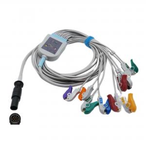 China TPU Jacket Mortara EKG Cable 12 Pin Hypertronix Connecto AHA/IEC Lead Color Coding wholesale