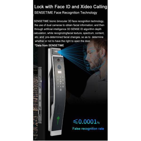 Grey Face Recognition Smart Door Lock Video Intercom Door Lock Aluminum Alloy