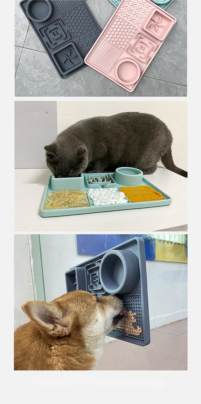 Dog Licking Mat Slow Food Bowl Food Grade Silicone With Suction Cup Pet Bowl