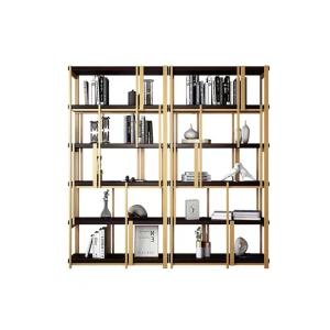 China Custom Modern Stainless Steel Hotel Furniture Bookshelf Display Cabinet Gold wholesale