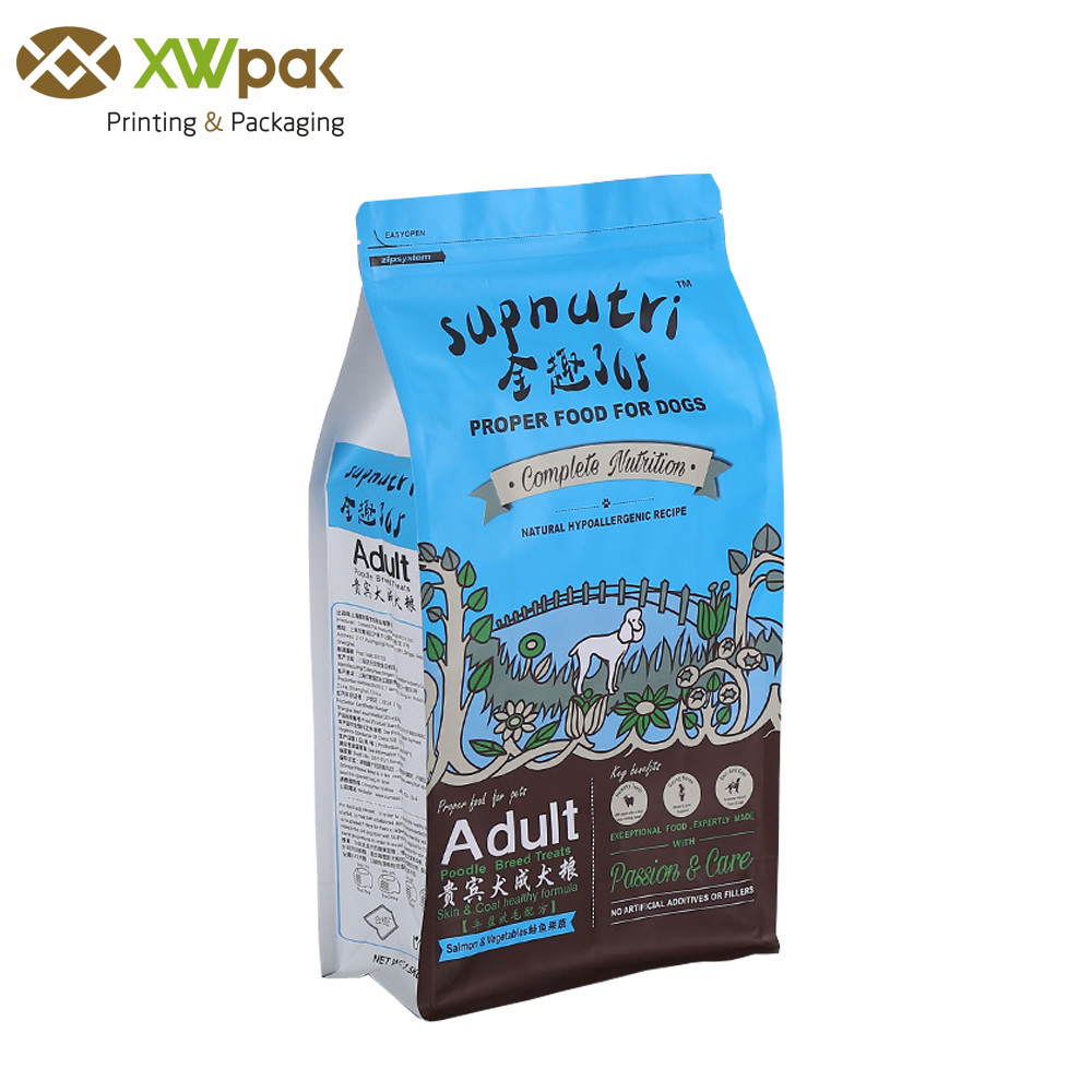 Plastic Packing k Dog Cat Treat Flat Bottom Bag / Aluminum Foil Pouch Pet Food Bag