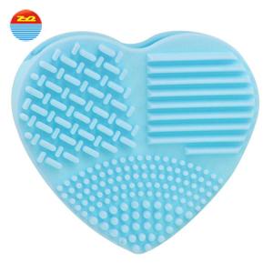 China Protect Brush Heart-shaped Silicone Cleaning Pad , Silicone Face Scrub Pad With Holder wholesale