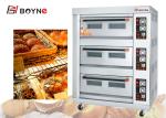 Commercial Durable Stainless Steel Gas Oven Three Deck Six Trays Bread Oven For
