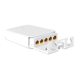 China Waterproof Outdoor POE Repeater 1In 4Out 48V 90W to 4port 30W IEEE802.3AF/AT/BT for extend distance CCTV IP Network wholesale