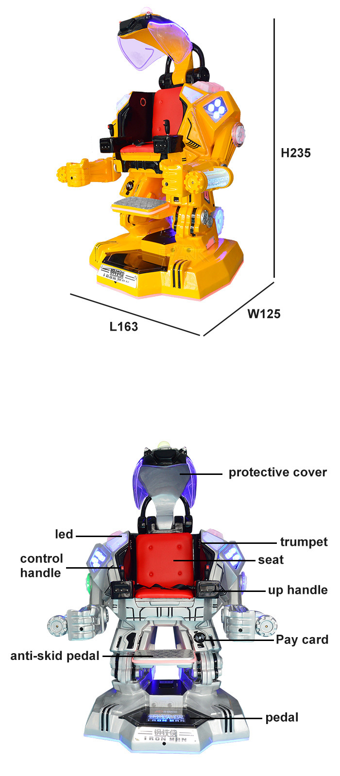 Outdoor Indoor Electric Battery Car Walking Robots For All Ages