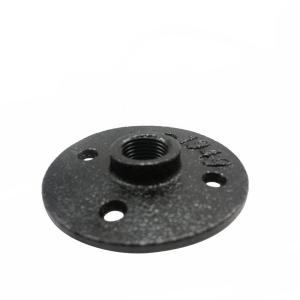 China Decorative Black Malleable Iron Floor Flange Four Holes For Shelf wholesale