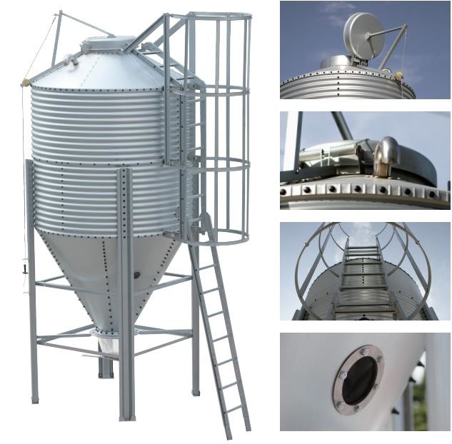 Hot Galvanized Steel Animal Feed Silo 3-30 Ton Feed Grain Bin