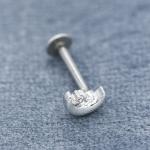 Clear Stone Side Labret Piercing Jewelry Moon Lip Stud OEM ODM