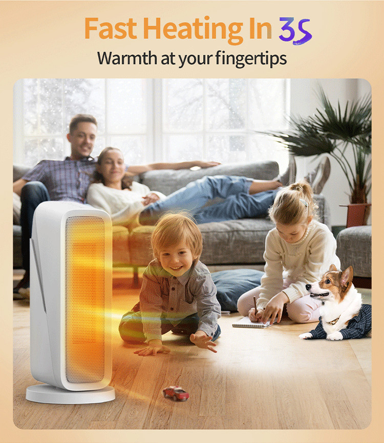 Waterproof Mini Fan Heater Personal Warm Appliance With 1-4h Timer