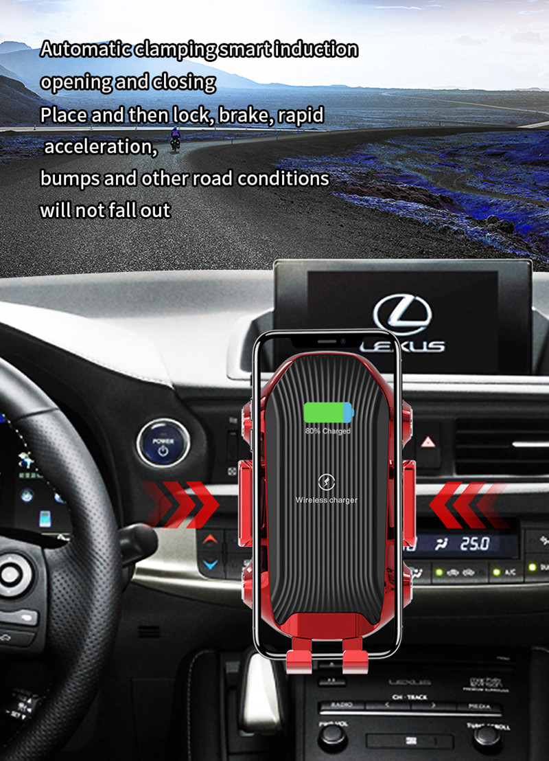 DOE 15W Fast Charging Qi Car Wireless Charger Holder
