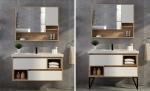 High Plasticity Free Standing Bathroom Cabinet Mirrored Single Sink