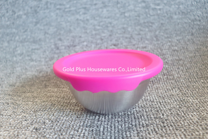 OEM Pink Stainless Steel Basin With Leakproof Lid 12cm 14cm 16cm 18cm