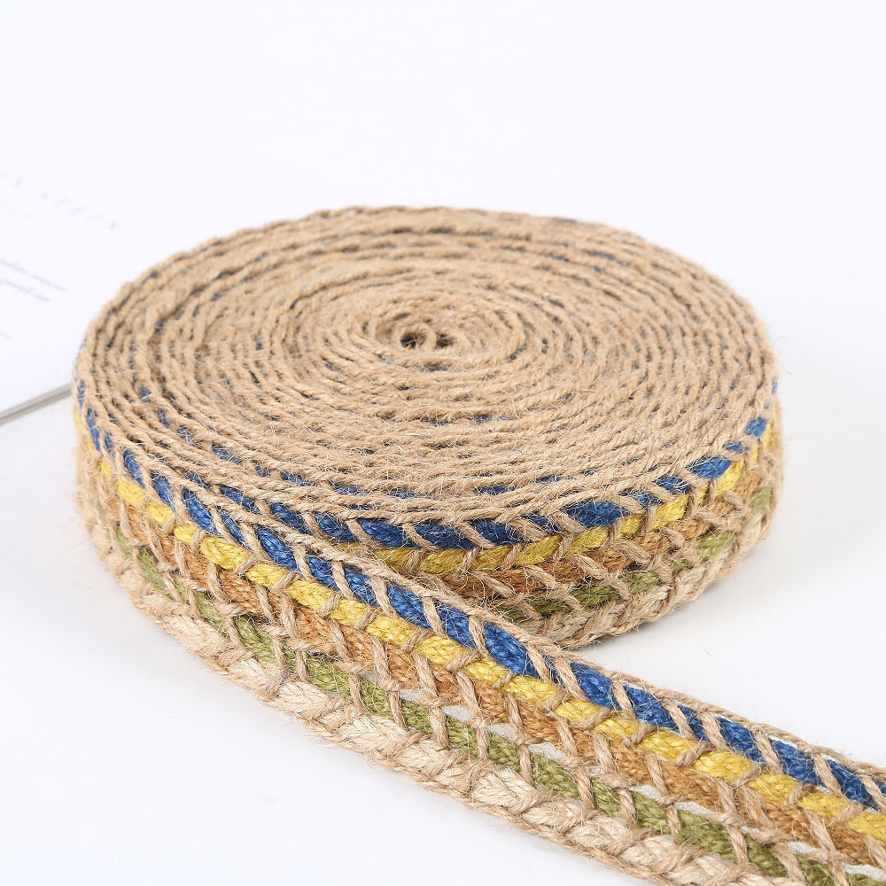 Braided Woven Jute Burlap Ribbon Retro Gold Burlap Ribbon For Garment