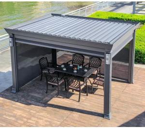 China Customizable Aluminum Gazebo and Arbor Garden Adjustable Outdoor Shutters Roof Waterproof Electric Gazebo wholesale