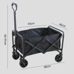 Rubber Wheels Folding Wagon Multipurpose Collapsible Hand Truck Black