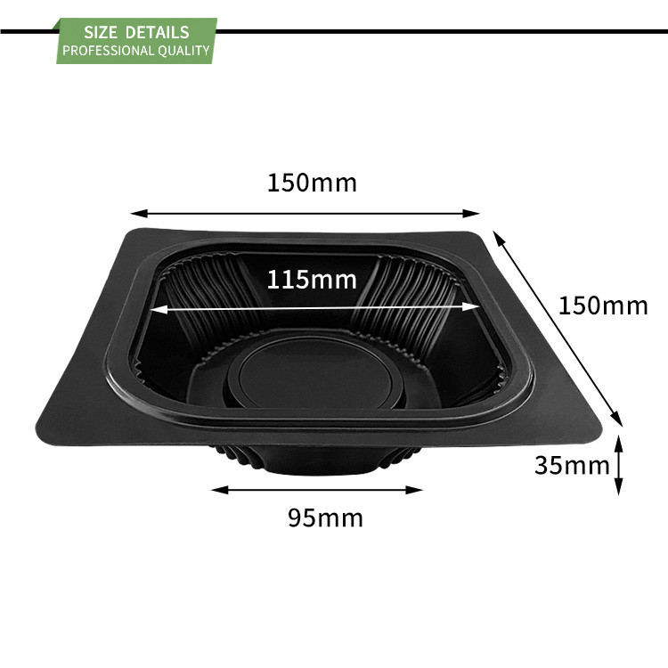 Customized Black Square PP Fresh Fruit Tray / Disposable Plastic Berry & Tomato Packaging Container